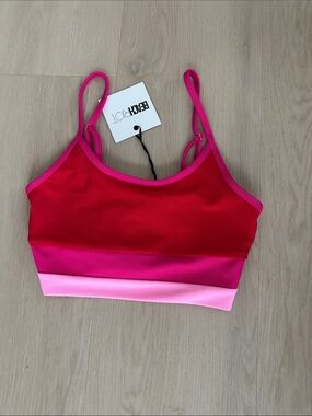 Beach Riot Eva Bikini Top in Fuchsia Red & Neon Pink